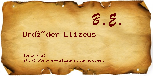 Bröder Elizeus névjegykártya